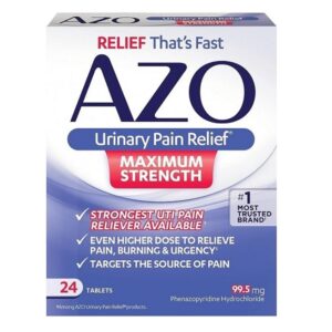 AZO Urinary Pain Relief Maximum Strength, FSA/HSA Eligible, Fast relief of UTI Pain, Burning & Urgency, Targets Source of Pain, #1 Most Trusted Brand, 24 Tablets - Image 1