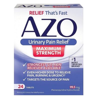 AZO Urinary Pain Relief Maximum Strength, FSA/HSA Eligible, Fast relief of UTI Pain, Burning & Urgency, Targets Source of Pain, #1 Most Trusted Brand, 24 Tablets
