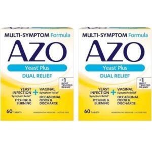 AZO Yeast Plus Dual Relief Tablets, Yeast Infection and Vaginal Symptom Relief, Relieves Itching & Burning, 60 Count (Pack of 2) - Image 1