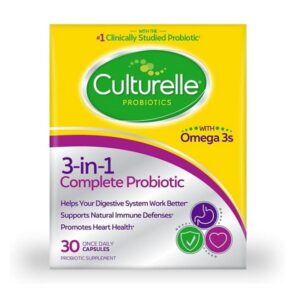Culturelle 3-in-1 Complete Probiotic Daily Formula, Once Per Day Probiotic Supplement, Helps Your Digestive System Work Better, Supports Natural Immune Defenses, Plus Omega 3's, Non-GMO, 30 Count - Image 2