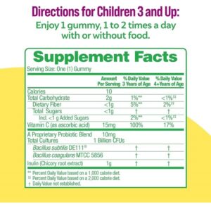 Culturelle Daily Probiotic for Kids + Veggie Fiber Gummies (Ages 3+) 30 Count Berry Flavor - Probiotics for Digestive Health & Immune Support Plus Vitamin C Kids Boost - Image 4