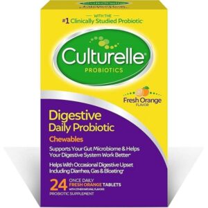 Culturelle Digestive Health Daily Probiotic Chewables, Probiotic For Men and Women, Most Clinically Studied Probiotic Strain, 10 Billion CFUs, Supports Occasional Diarrhea, Gas & Bloating, 24 Count - Image 1