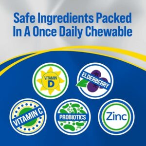 Culturelle Immune Defense Daily Probiotic for Women & Men - 28 Count, Mixed Berry Chewables with 4-in-1 Immune Support. Probiotic Vitamin C, Vitamin D, and Zinc Plus Elderberry - Image 3