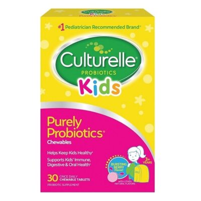 Culturelle Kids Chewable Daily Probiotic for Kids, Ages 3+, 30 Count, #1 Pediatrician-Recommended Brand, Natural Berry Flavored Daily Probiotics for Digestive Health, Oral Care & Immune Support
