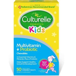 Culturelle Kids Complete Chewable Multivitamin + Probiotic For Kids, Ages 3+, 50 Count, Digestive Health, Oral Health & Immune Support - With 11 Vitamins & Minerals, including Vitamin C, D3 & Zinc - Image 1