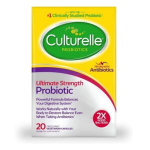 Culturelle Ultimate Strength Probiotic for Men and Women, Most Clinically Studied Probiotic Strain, 20 Billion CFUs, Supports Occasional Diarrhea, Gas & Bloating, Non-GMO, 20 Count - Image 1