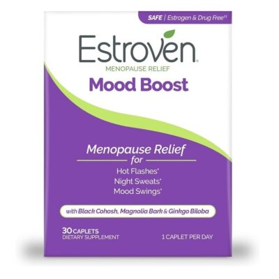 Estroven Mood Boost For Menopause Relief - 30 Ct. - Clinically Proven Ingredients That Help Manage Mood Swings, Night Sweats & Hot Flash Relief - Drug-Free and Gluten-Free