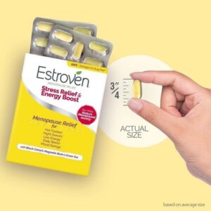 Estroven Stress Relief & Energy Boost for Menopause Relief - 28 Ct. - Clinically Proven Ingredients Provide Stress & Energy Support + Night Sweats & Hot Flash Relief - Drug-Free and Gluten-Free - Image 3