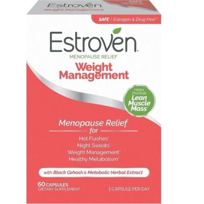 Estroven Weight Management for Menopause Relief - 60 Ct. - Clinically Proven Ingredients Help Manage Weight, Provide Night Sweats & Hot Flash Relief - Drug-Free & Gluten-Free