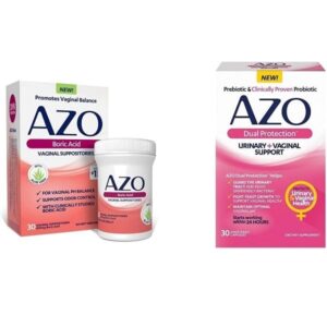 AZO Boric Acid Vaginal Suppositories, 30 Count Dual Protection, 30 Count, Urinary + Vaginal Support - Image 1