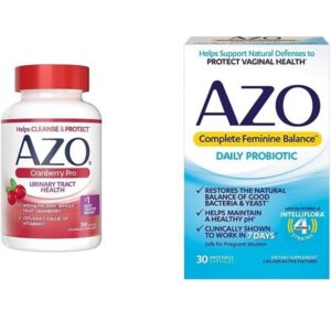 AZO Cranberry Pro Urinary Tract Health Supplement 600mg PACRAN, 1 Serving = More Than 1 Glass of Cranberry Juice 100 CT + Complete Feminine Balance Daily Probiotics for Women 30 Count - Image 1
