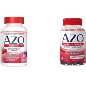 AZO Cranberry Urinary Tract Health Supplement Softgels & Gummies, 1 Softgel/Gummy = 1 Glass Cranberry Juice, Sugar Free, Non-GMO, 100 Softgels & 72 Gummies - Image 1