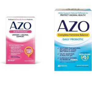 AZO Dual Protection | Urinary + Vaginal Support* | Prebiotic Plus Clinically Proven Women's Probiotic 30 Count & Complete Feminine Balance Daily Probiotics for Women - Image 1