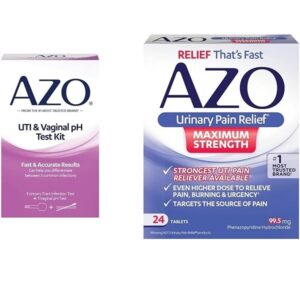 AZO UTI Test Strip + Vaginal pH Test Kit + Urinary Pain Relief Maximum Strength Tablets, Fast Relief from #1 Most Trusted Brand - Image 1