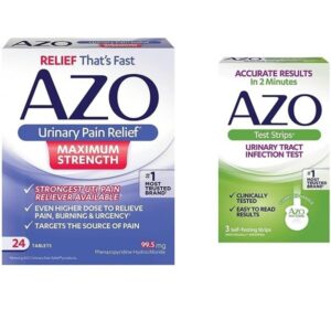 AZO Urinary Pain Relief Maximum Strength (24 Count) Urinary Tract Infection Urinary Tract Infection (UTI) Test Strips, Accurate Results in 2 Minutes, 3 Count - Image 1
