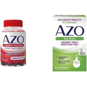 AZO Urinary Tract Health Gummies & UTI Test Strips, Helps Cleanse & Protect, Accurate UTI Results in 2 Minutes, 72 Gummies & 3 Count Strips - Image 1
