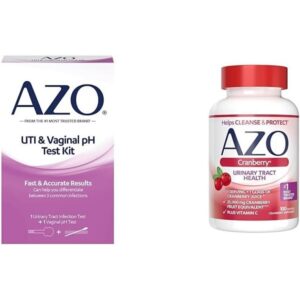 AZO Urinary Tract Infection Test Strip + Vaginal pH Test Kit Bundle with 100 Sugar Free Cranberry Softgels for Urinary Tract Health - Image 1