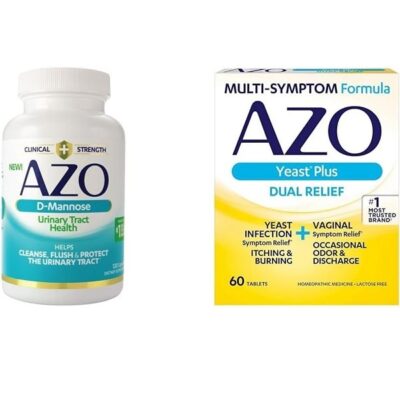 AZO Urinary & Vaginal Health 120 Count D-Mannose and 60 Count Yeast Plus Dual Relief