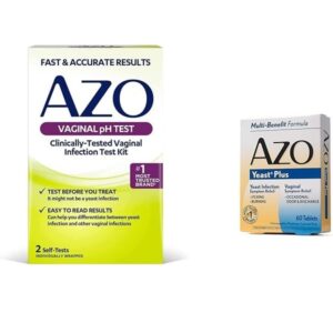 AZO Vaginal pH Test Kit and Yeast Infection Relief Tablets, Clinically-Tested Infection Test Kit with 60 Yeast Infection & Vaginal Symptom Relief Tablets - Image 1