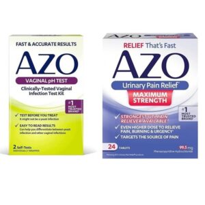 AZO Vaginal pH Test Kit with Urinary Pain Relief, Vaginal Infection Test Kit with UTI Symptom Relief Tablets - Image 1