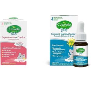 Culturelle, Baby Calm & Comfort Drops 0-12 Months, 0.29 Ounce & Baby Immune & Digestive Support Probiotic + Vitamin D Drops, Helps Support Immune Health
