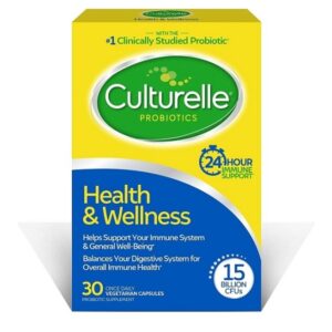 Culturelle Health & Wellness Daily Probiotic Supplement For Men & Women, Helps Support Your Immune System, Occasional Diarrhea, Gas & Bloating, 15 Billion CFUs, Non-GMO, 30 Count