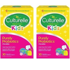 Culturelle Kids Chewable Daily Probiotic for Kids, Ages 3+, No.1 Pediatrician-Recommended Brand, Natural Berry, Daily Probiotics for Digestive Health, Oral Care & Immune Support, 2 Month Supply