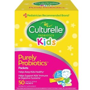 Culturelle Kids Purely Probiotics Packets Daily Supplement, Helps Support Kids’ Immune and Digestive Systems, #1 Pediatrician Recommended Brand, Ages 1+, 50 Count