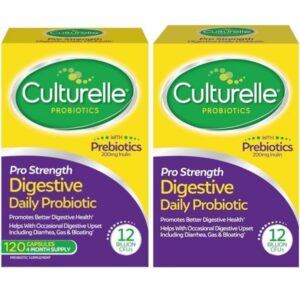 Culturelle Pro Strength Daily Probiotic, Digestive Capsules, Naturally Sourced Probiotic Strain Proven to Support Digestive & Immune Health, Gluten & Soy Free, 4 Month Supply, 60 Count (Pack of 2)