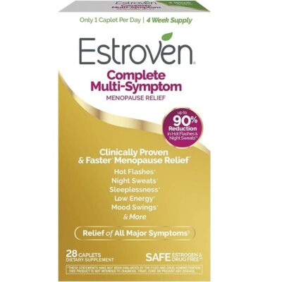Estroven Complete Multi-Symptom Menopause Supplement for Women, 28 Ct., Clinically Proven Ingredient Provide Menopause Relief & Night Sweats & Hot Flash Relief, Drug-Free & Non-GMO