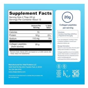 Vital Proteins Collagen Peptides Powder, Promotes Hair, Nail, Skin, Bone and Joint Health, Unflavored 9.33 OZ - Image 3