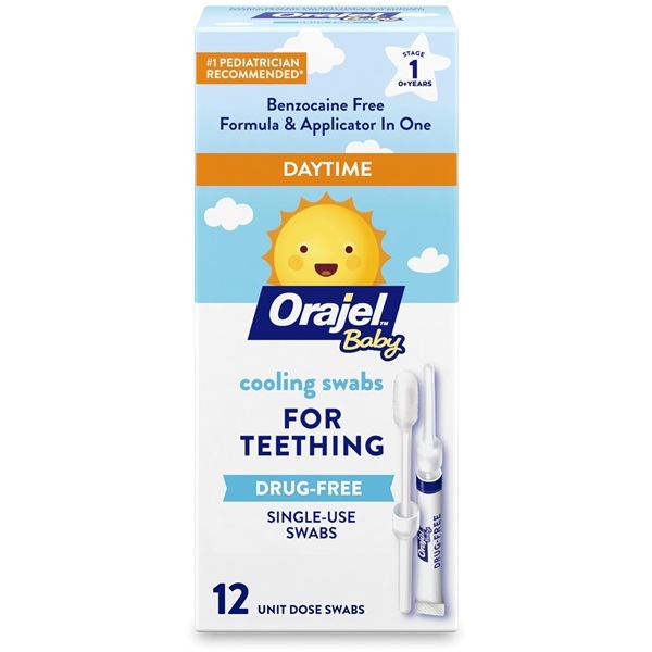 Baby Orajel Non-Medicated Cooling Swabs for Teething, 12 Unit Dose Swabs