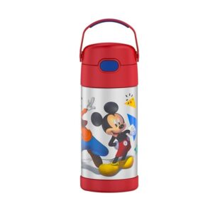 THERMOS FUNTAINER Water Bottle with Straw - 12 Ounce - Kids Stainless Steel Vacuum Insulated Water Bottle with Lid, Mickey Mouse - Image 1