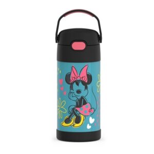 THERMOS FUNTAINER Water Bottle with Straw - 12 Ounce - Kids Stainless Steel Vacuum Insulated Water Bottle with Lid, Minnie Mouse - Image 1
