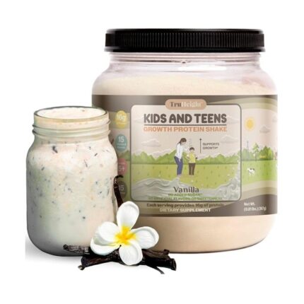 TruHeight Kids & Teens Growth Protein Shake vanilla flavor, 16g protein per serving, no added sugar, 15 servings
