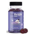 TruHeight Kids & Teens Sleep Gummies bottle with melatonin, L-theanine and lemon balm, mixed berry flavor, 60 gummies