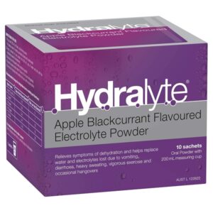 Hydralyte Apple Blackcurrant Flavoured Electrolyte Powder 10 Packs - Everyday Rehydration for Dehydration Relief Due to Heat, Travel, Illness & Exercise - Image 1