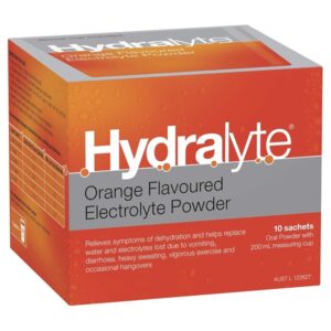 Hydralyte Orange Flavoured Electrolyte Powder, 10 Sachets, Oral Rehydration - Image 1
