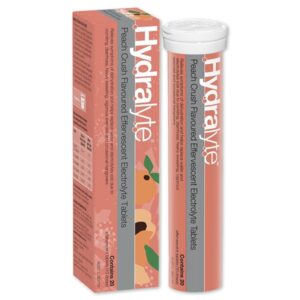 Hydralyte Peach Crush Flavoured Effervescent Electrolyte 20 Tablets - Great for Running, Sports & Daily Hydration - Convenient & Self-Dissolving Tablets. - Image 1