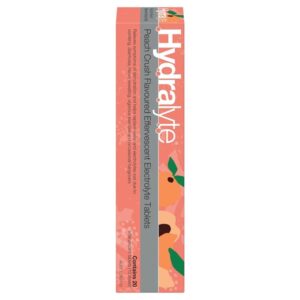 Hydralyte Peach Crush Flavoured Effervescent Electrolyte 20 Tablets - Great for Running, Sports & Daily Hydration - Convenient & Self-Dissolving Tablets. - Image 2