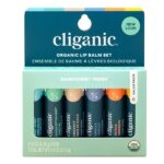 Cliganic USDA Organic Lip Balm Set - 6 Assorted Flavors - 100% Natural Lip Butter Chapstick for Cracked & Dry Lips
