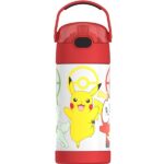 THERMOS FUNTAINER Water Bottle with Straw - 12 Ounce - Kids Stainless Steel Vacuum Insulated Water Bottle with Lid, Pokémon