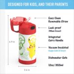 THERMOS FUNTAINER Water Bottle with Straw - 12 Ounce - Kids Stainless Steel Vacuum Insulated Water Bottle with Lid, Pokémon - Image 2