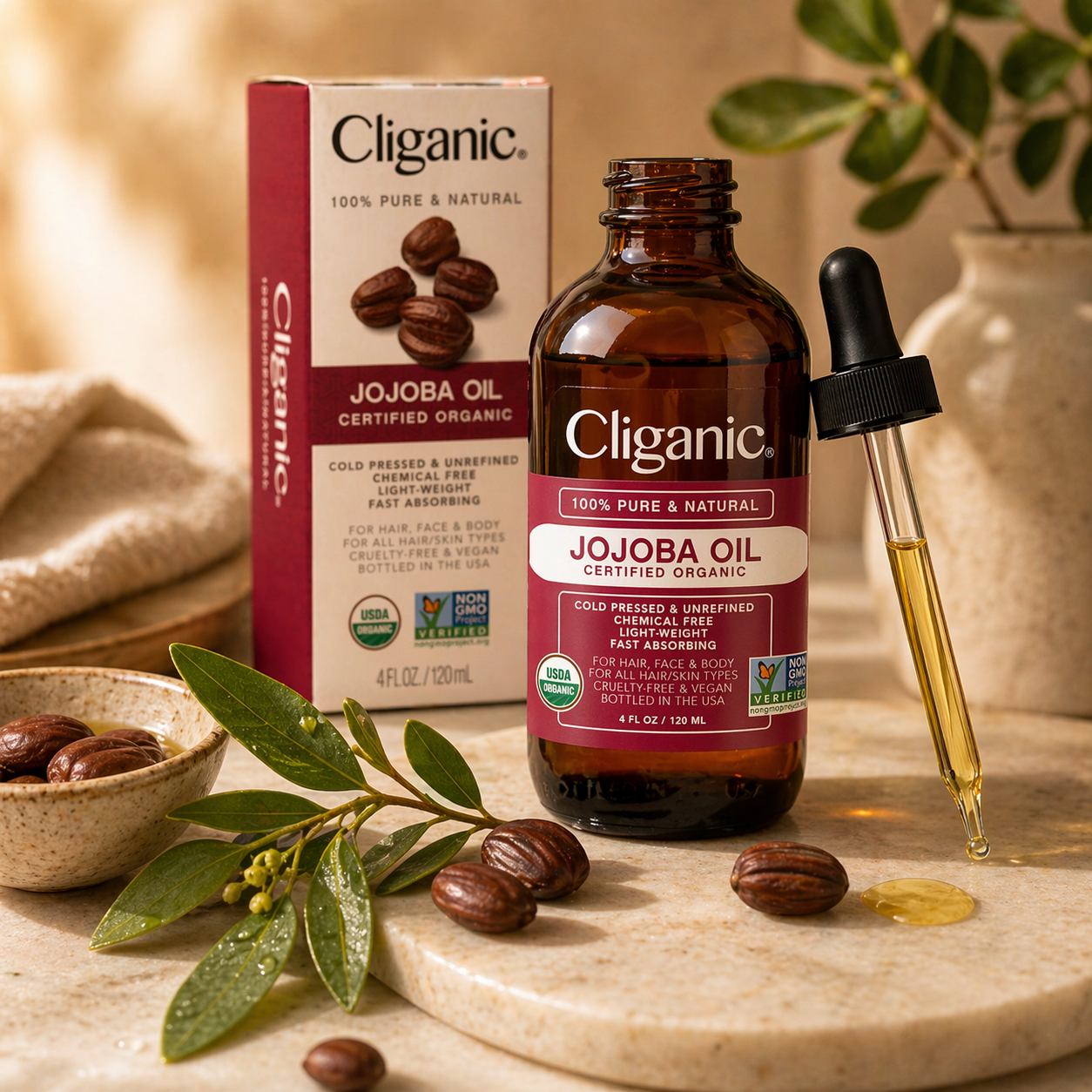 Jojoba oil dropper natural skincare