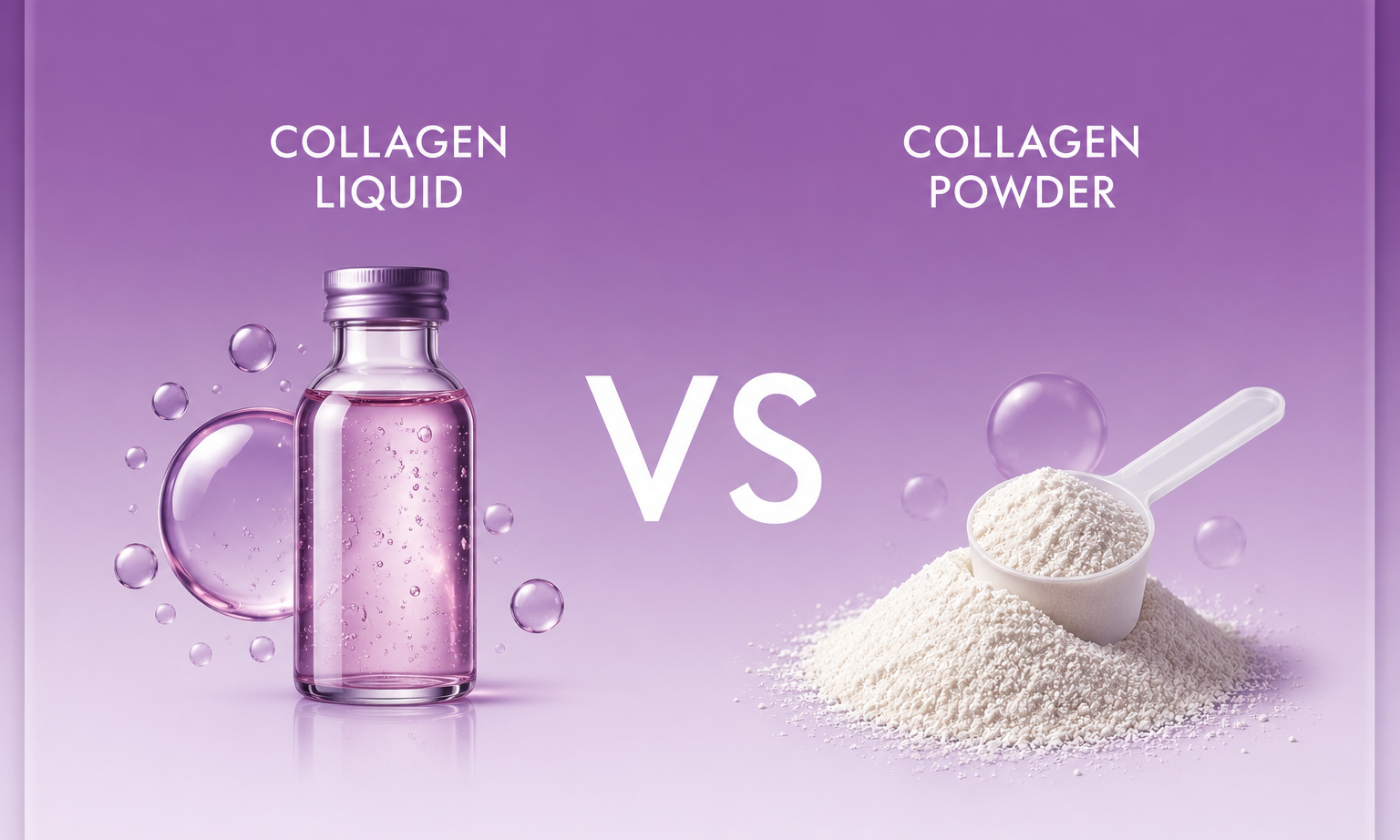 Best collagen powder for skin aging comparison between liquid collagen and hydrolysed collagen peptides for wrinkles, skin elasticity, and anti-aging support