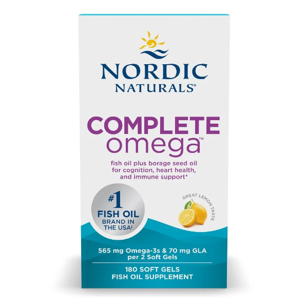1 (1) Nordic Naturals Complete Omega lemon softgels, omega 3 6 9 fish oil with GLA, 180 count