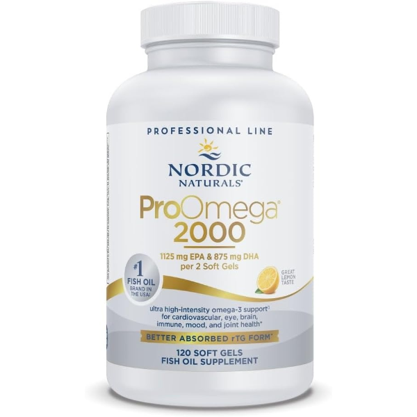 1 (5) Nordic Naturals ProOmega 2000, 2150 mg Omega-3 Fish Oil, Lemon, 120 Soft Gels - Image 1