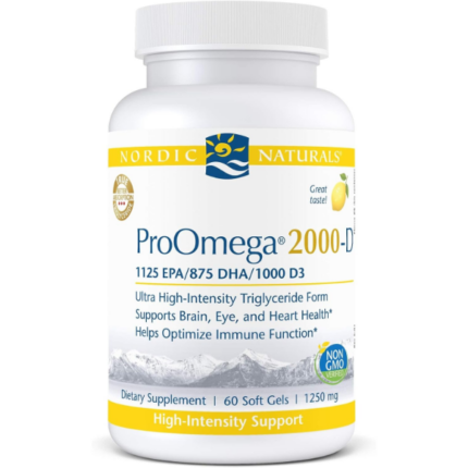 Nordic Naturals ProOmega 2000-D lemon softgels, 2150 mg EPA+DHA plus 1000 IU vitamin D3, 60 count
