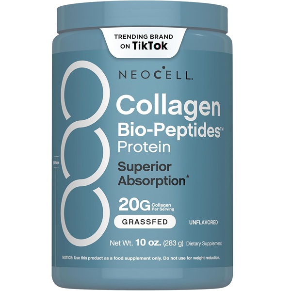 NeoCell Collagen Bio-Peptides Powder NeoCell Collagen Bio-Peptides Protein, 20g Collagen, Grassfed, Unflavored, 10 oz (283g) - Image 1
