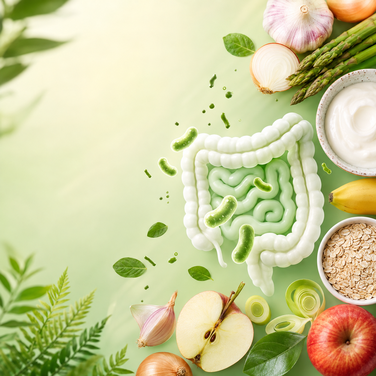 Prebiotic fiber foods garlic onions banana oats